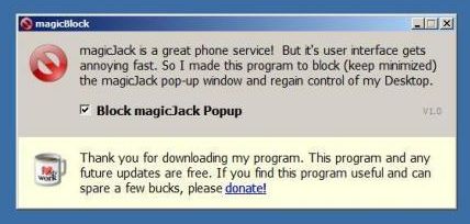 Magic Block has a check box to disable Magic Jack popups.