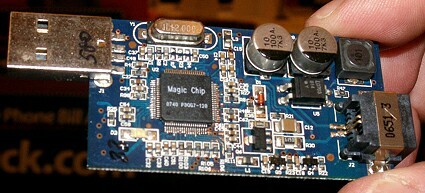 View of Magic Jack Magic Chip circuit board without a cover.